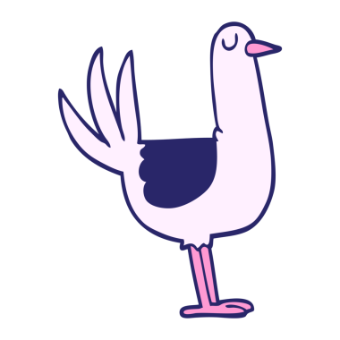 çizgi film karalaması parlak neon renkli uzun kuş