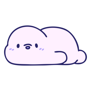 Parlak neon renkli küçük bir fok karikatürü.