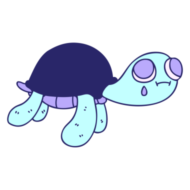 Parlak neon renkli el çizimi çizgi film kaplumbağası.