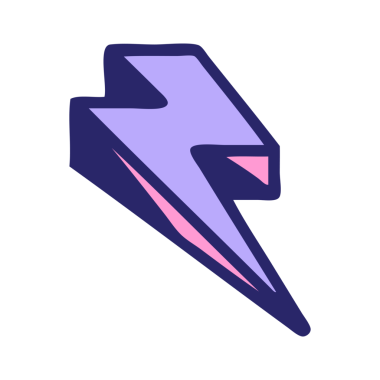 Parlak neon rengi yıldırımın ikonik dövme tarzı görüntüsü