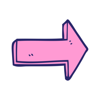 çizgi film karalaması parlak neon renginde ok yönlendiriyor