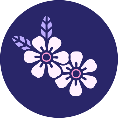 Parlak neon renkli çiçeklerin ikonik dövme biçimi