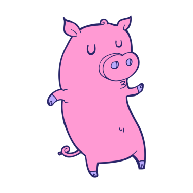 Parlak neon renkli komik domuz.