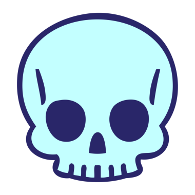 Parlak neon renkli el çizimi tuhaf bir kafatası.