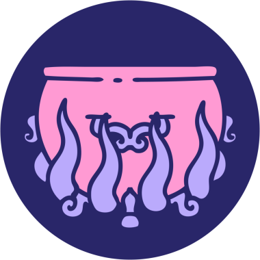 Aydınlatılmış neon renkli bir kazanın ikonik dövme görüntüsü