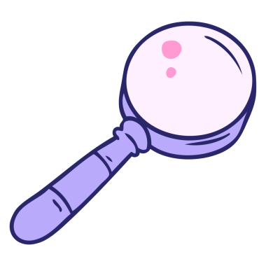 Parlak neon renkli bir büyüteç karalaması.