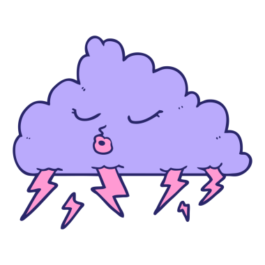 parlak neon renkli çizgi film gökgürültüsü bulutu