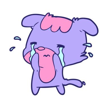 çizgi film üzgün köpek parlak neon renginde ağlıyor