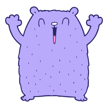 Parlak neon renkli mutlu çizgi film ayısı