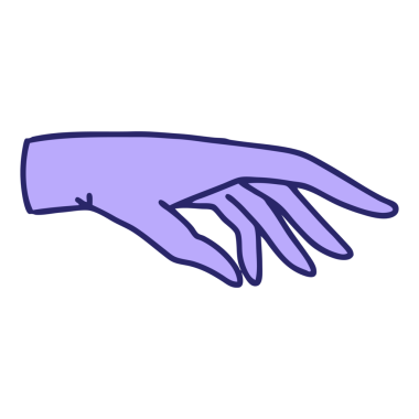 Parlak neon renkli bir elin ikonik dövme şekli