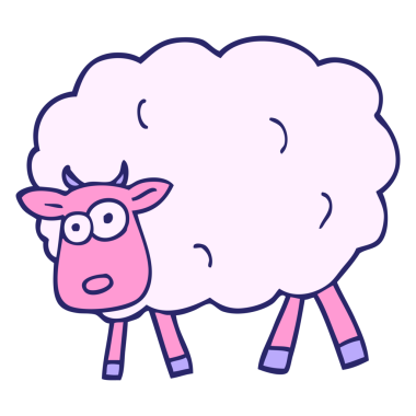 El çizimi karikatür tarzı parlak neon renkli koyunlar.