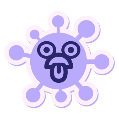 Parlak neon renkli bitkin bakışlı virüs çıkartması