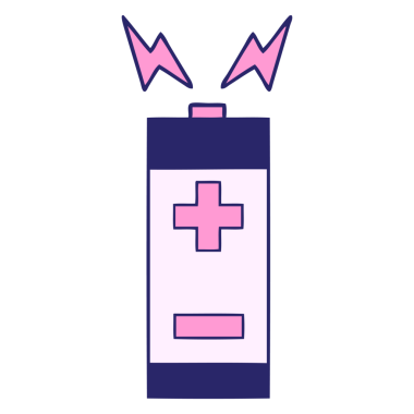 Parlak neon renginde şirin bir pil karikatürü