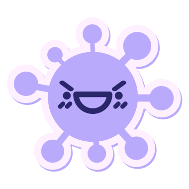 parlak neon renginde memnun virüs etiketi