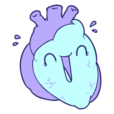 çizgi film kalbi parlak neon rengine gülüyor.