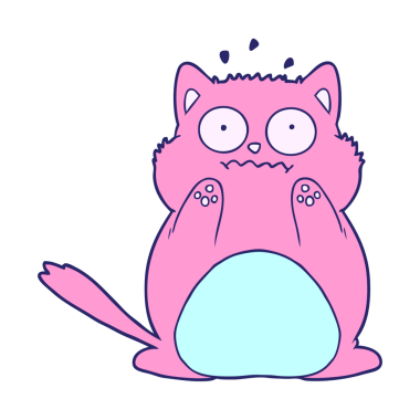 çizgi film endişeli parlak neon renkli kedi