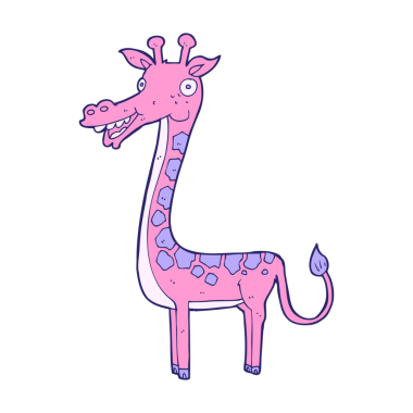 parlak neon renkli çizgi film zürafası