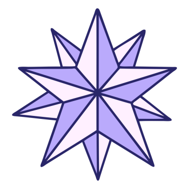 Parlak neon renkli bir yıldızın ikonik dövme şekli