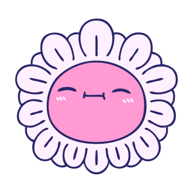 Parlak neon renginde el çizimi garip karikatür çiçeği