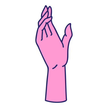 parlak neon renkli geleneksel bir el dövmesi