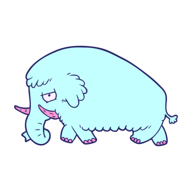 parlak neon renkli çizgi film mamutu