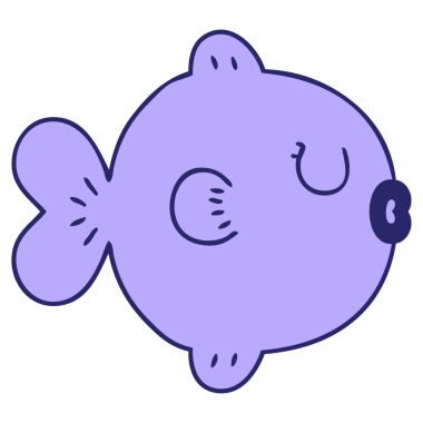 Parlak neon renkli el çizimi tuhaf karikatür balığı.