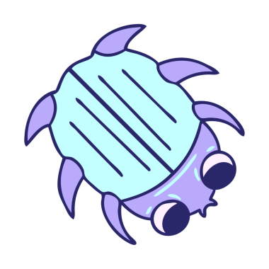 Parlak neon renkli el çizimi garip çizgi film böceği.