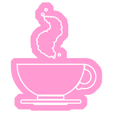 Parlak neon renkli sıcak bir fincan kahvenin vektör simgesi