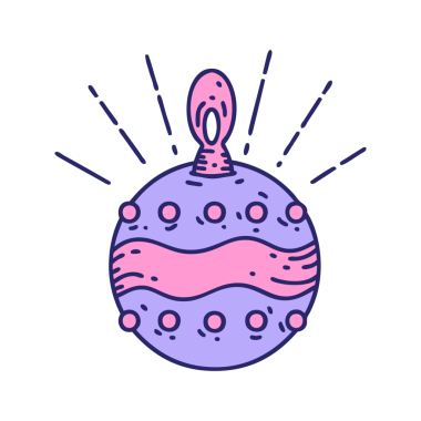 Geleneksel dövme stili parlak neon renkli Noel süsü.