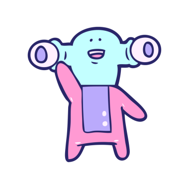 Dost canlısı çizgi film uzaylıları parlak neon rengi sallıyorlar.