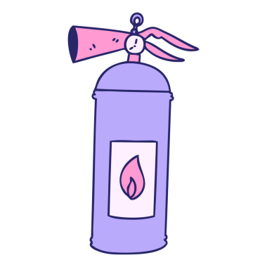 El çizimi çizgi film yangın söndürücüsü parlak neon rengi.