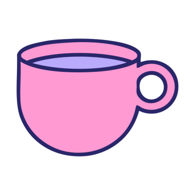 Parlak neon renkli kahve fincanının ikonik dövme şekli