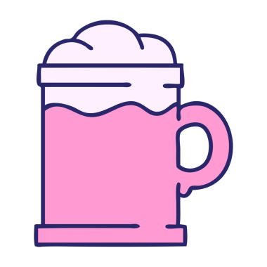 parlak neon renkli bira karikatürü