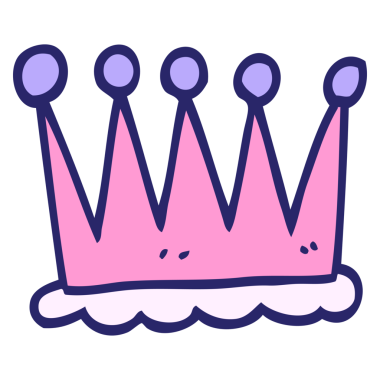 Basit karikatür karalama tacı. Parlak neon rengi.