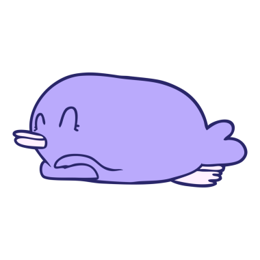 Penguen parlak neon renginde göbeğinde yatıyor