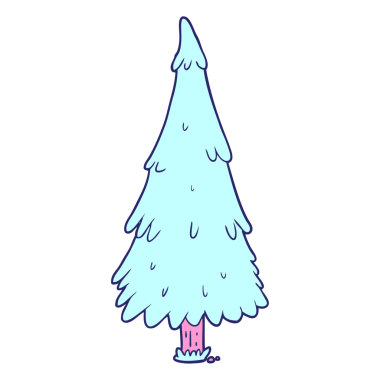 parlak neon renkli çizgi film noel ağacı