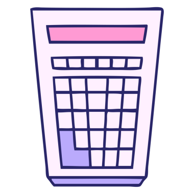 Parlak neon renkli el çizimi çizgi film hesap makinesi