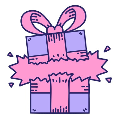 parlak neon renkli geleneksel bir hediye dövmesi