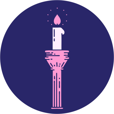 Parlak neon renkli bir şamdanın ikonik dövme şekli