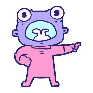 çizgi film garip uzaylı parlak neon rengi bağırıyor