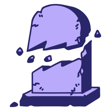 Parlak neon renkli, kırık bir mezar taşı dövmesi