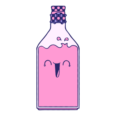 parlak neon renkli eski karikatür meyve suyu şişesi