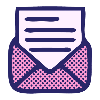 çizgi roman tarzı parlak neon renkli bir mektup ve zarf.