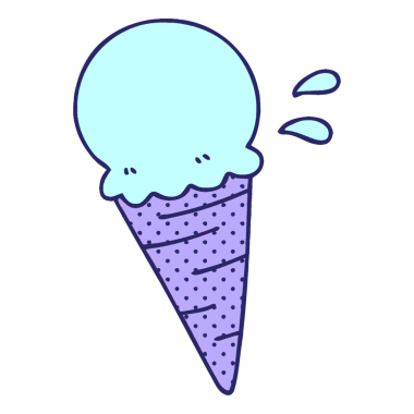 çizgi roman tarzı tuhaf çizgi film vanilyalı dondurma, parlak neon renkli.