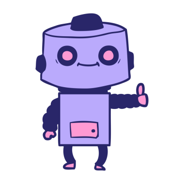 parlak neon renkli çizgi film robotu