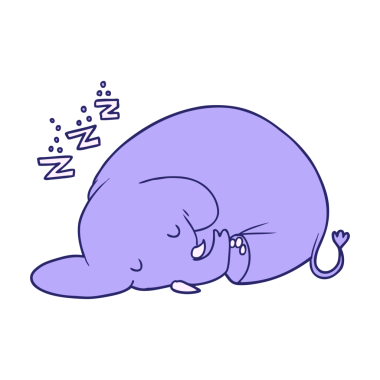 parlak neon renkli uyuyan fil çizgi filmi