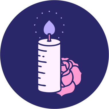 Bir mum ve parlak neon renkli bir gül ikonik dövme görüntüsü