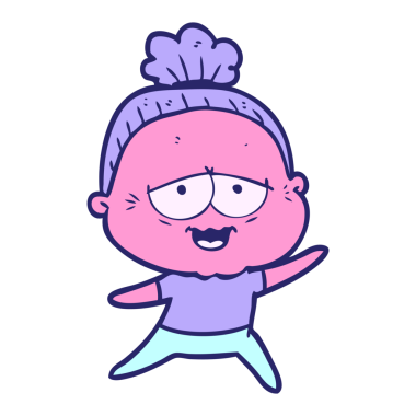 çizgi film mutlu yaşlı bayan parlak neon renkli