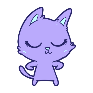 Sakin çizgi film kedisi parlak neon renkli