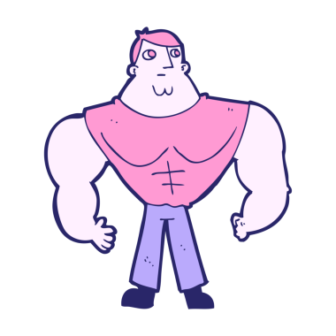 parlak neon renkli karikatür vücut geliştirici